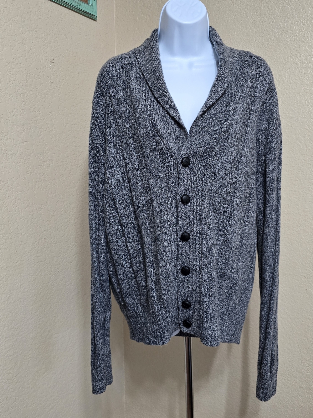 Jos. A. Bank Gray Shawl Collar Button-Up Cardigan